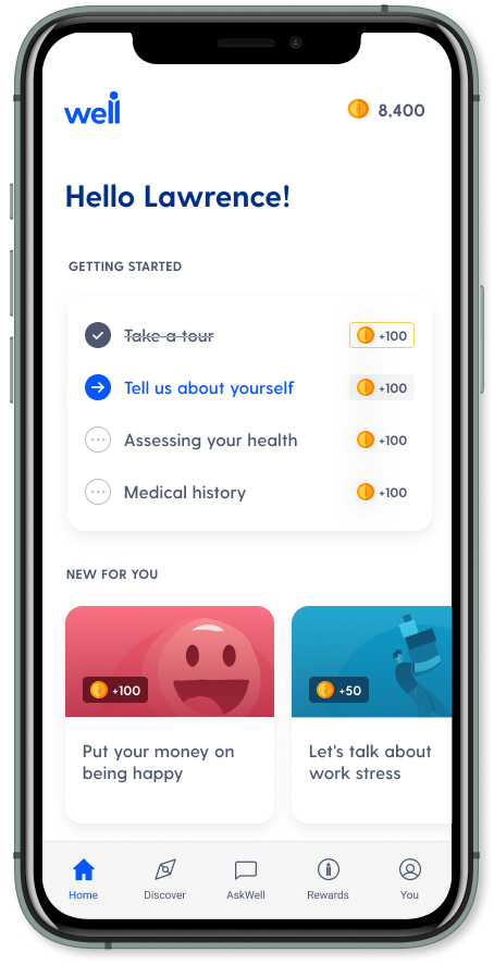 App Screen for Earn a $100 2025 Wellbeing Bonus!